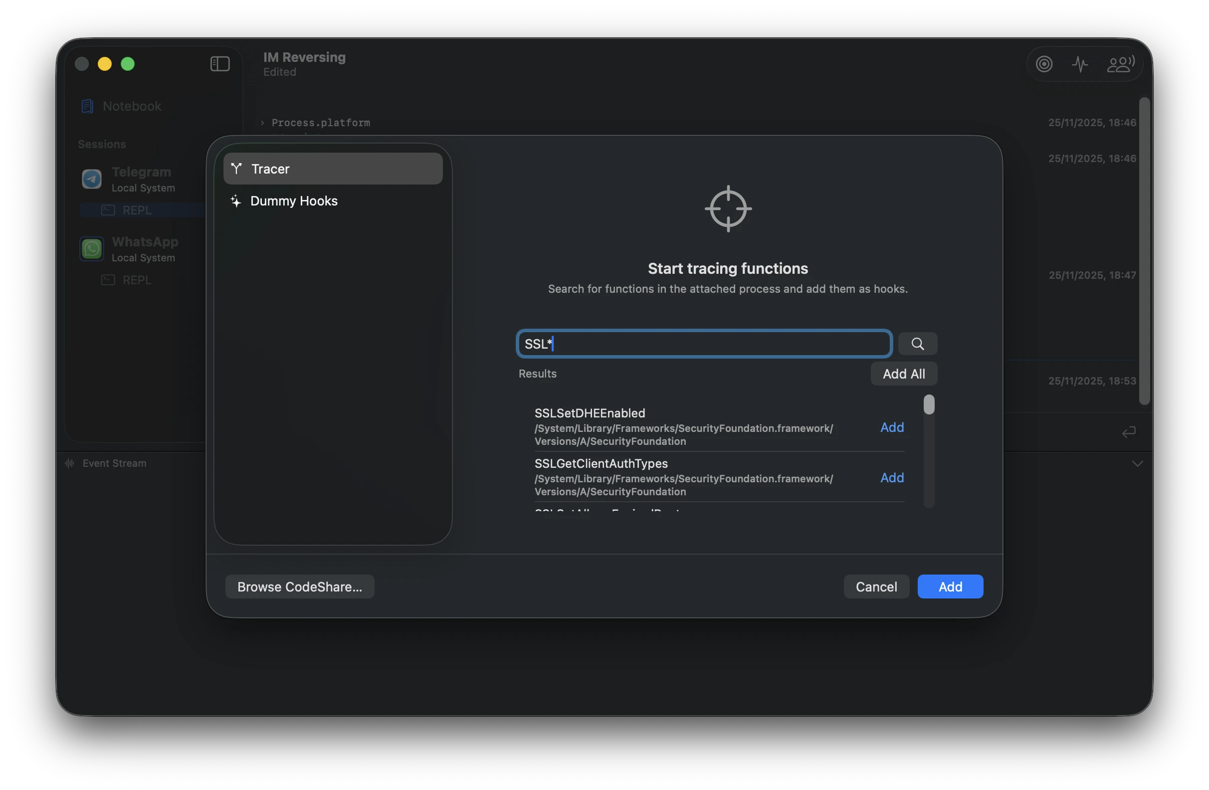 Tracer — searching APIs with a glob pattern